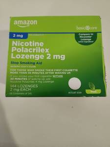 lot 8580 image: Amazon Basic Care Nicotine Polacrilex Lozenge 2 mg 144 Count