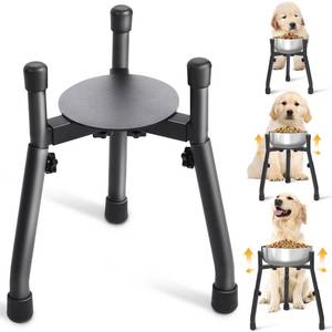 lot 8582 image: CatAve Adjustable Raised Metal Dog Bowl Stand, 3 Heights, Bowl Not Included - Retail $27