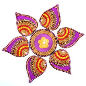 lot 8603 image: Floor Rangoli Acrylic Handcrafted Indian Traditional Home D�cor for Festival Wedding Party Wall Interior Decoration and Gifting (Purple)