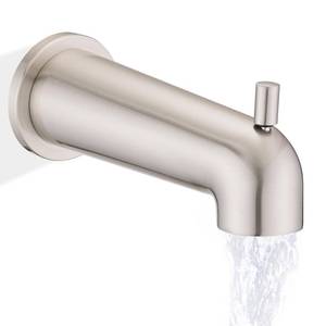 lot 8604 image: YASINU 7 Inch Slip on Bathtub Spout with Diverter, Compatible with Moen 38393853,Extra Long Diverter Tub Spout Fits 12 Copper Tube(58 Diameter),Brushed Nickel - Retail $34