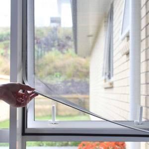 lot 8612 image: NeatiEase Magnetic Window Screen, Adjustable DIY Window Net Max 24 x 32 with White Window Frames Fiberglass Mesh