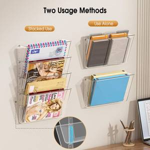 lot 8613 image: MaxGear Acrylic Single Pocket, Acrylic Wall File Organizer 6 Pockets Hanging File Holder Clear Wall Mounted Mail Organizer Holders for School, Office and Home, Smoke Color, 13x4x7 inches