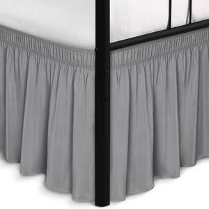 lot 8616 image: Wrap Around Queen Size Bed Skirt Split Corner 18 Drop-Elastic Dust Ruffle - Retail $28