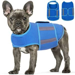 lot 9104 image: QBLEEV Large Dog Sweater - Fleece Dog Vest with Leash Hole, Reflective Winter Coat, XL