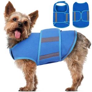 lot 9105 image: QBLEEV Small Dog Sweaters, Warm Fleece Pullover for Winter, Reflective Jacket with Leash Hole, XS