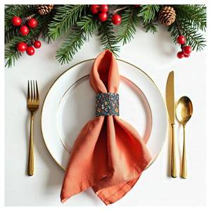 lot 7691 image: Christmas Napkin Rings, Mingting 100PCS Paper Napkin Bands Self Adhesive for Table Decor Setting Christmas Dinner Party Decoration Holiday Supplies, Dark Green