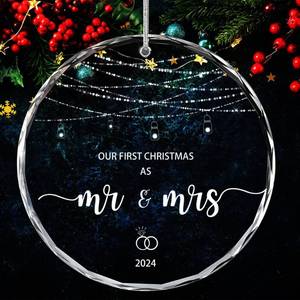 lot 7692 image: Wedding Gifts for Couples 2024, Mr & Mrs Gifts 2024, Bridal Shower Gift, 1st Christmas Married Ornaments, Cool Wedding Gifts for Couple (Mr mrs Ornament Style 1)
