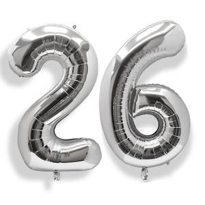 lot 7696 image: AULE 40 Inch Silver 26 Balloon Number Foil 0-9 Birthday Big Numbers