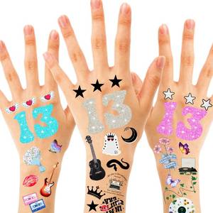 lot 8070 image: Generic 130PCS Temporary Tattoo for Fan Birthday Party Decorations, Hand Face Tattoo Stickers Party Favor Party Supplies for Music Concert Merch Party Supplies