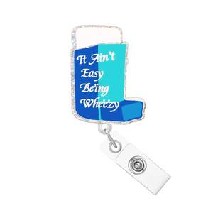 lot 8088 image: Abamilaka Funny Respiratory Therapist Badge Reel Holder It Aint Easy Being Wheezy Lung Badge Reels Retractable for Nurses Cute Glitter Acrylic RN CNA Nursing Student Medical Badge Clip ID Card