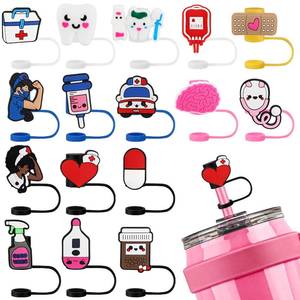 lot 8090 image: Stanley Straw Covers - 16 PCS Multicolor Nursing Straw Toppers for 30 & 40 Oz Tumbler
