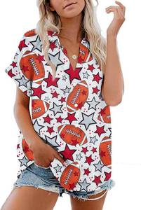 lot 8091 image: Game Day Shirt Football T-Shirt Sunday Funday Tee Football Season Shirts Game Day Gift Shirts Causal Button Down Outfits Brown - Size Medium