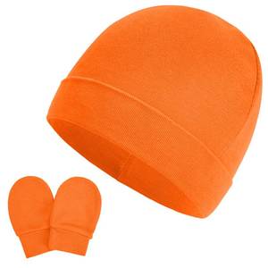 lot 8093 image: Zando Newborn Baby Girl Hats Cotton Orange Baby Beanie Hat with No Scratches Mittens Infant Hats for Baby Girls and Boys 0-6 Months Newborn Beanies for Halloween Christmas Orange 0-3 Months