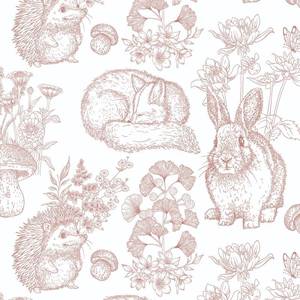 lot 8096 image: Hopepak Pink Peel and Stick Wallpaper Nursery Animal Wallpaper Cute Contact Paper Modern Self Adhesive Removable Wall Paper for Bedroom Living Room Cabinet Vinyl 17.3 x 78.7
