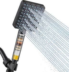 lot 8262 image: Cobbe Filtered Shower Head with Handheld, High Pressure 6 Spray Mode Showerhead with Filters, Water Softener Filters Beads for Hard Water - Remove Chlorine - Reduces Dry Itchy Skin, Matte Black - Retail $28