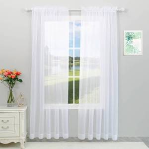 lot 8270 image: dulcidee White Sheer Curtains 59 x 84 Inch Length 2 Panels Set - Lightweight and Light Filtering Elegant Rod Pocket Window Sheer Curtains for Bedroom Living Room Dining Room