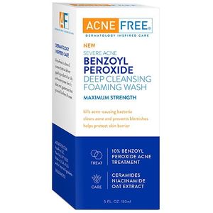 lot 8272 image: AcneFree Severe Acne Benzoyl Peroxide Deep Cleansing Foaming Wash  5 oz Exp 112025 - Retail $24