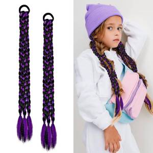 lot 8276 image: Dreamlover Hair Extensions for Kids, Crazy Hair Day Accessories for Girls, Hair Accessories for Girls, Black and Purple, 2 Pieces