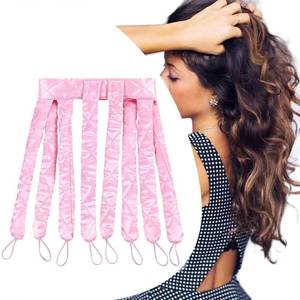 lot 8280 image: Heatless Curl Headband Eight Claw Design Soft Satin No Heat Curling Rod