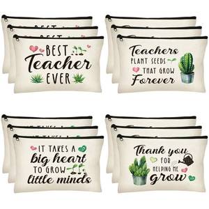 lot 8281 image: AnyDesign 12Pcs Teacher Makeup Bags 4 Design Cactus Print Makeup Travel Bag Teacher Cosmetic Bag Large Capacity Organizer Bag Travel Toiletry Case for Women Teacher Appreciation Supplies Gifts