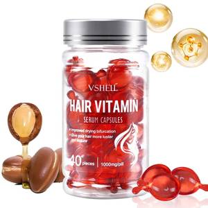 lot 8289 image: Kaemgyyd Hair Treatment Serum, Enriched with Moroccan Macadamia Avocado Oils, Vitamins A C E Pro B5, No Rinse, for Hair Repair, Moisturizing, Women & Men- 40 Capsules, Red