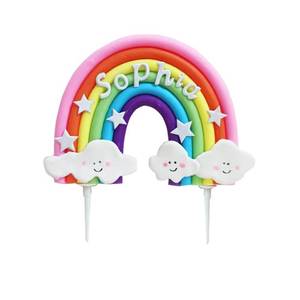 lot 8305 image: Personalized Rainbow Cake Topper DIY Name for Rainbow Birthday Baby Shower