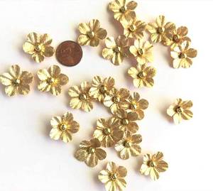 lot 8312 image: Elegant Blooms & Things Mini Faux Gold Flower Embellishments, 24 Pcs, Craft Projects, Sewing on Apparel, Scrapbooking, Cards