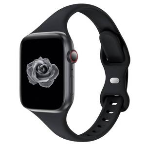 lot 8334 image: Thin Slim Band Compatible with Apple Watch 38mm 40mm 41mm 42mm 44mm 45mm 46mm 49mm, Replacement Silicone Sport Strap for iWatch Series 1110987654321 Ultra SE Women Men, Black