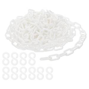 lot 8339 image: PATIKIL Plastic Chain Links, 30 Feet Safety Chains, White Plastic Chains for Barriers, Crowd Control, Queue Lines, Parking, Fences, Gate, Concerts, and Decoration
