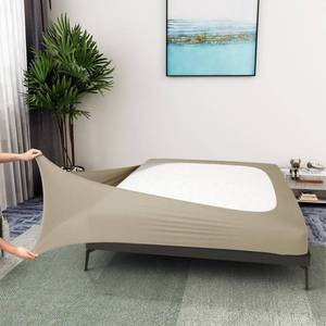 lot 8352 image: ALYVIA SPRING Queen Box Spring Cover Jersey Knit Stretchy, Taupe