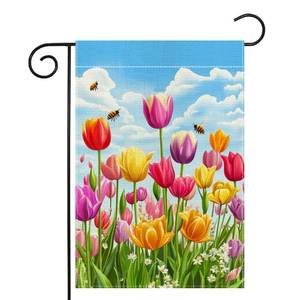 lot 8359 image: Spring  bird Floral Garden Flag 12x18 Inch Double Sided Summer Bee Colorful Flower Yard Outdoor Flag House Holiday Outside Decoration