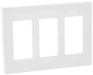 lot 8363 image: Leviton 3-Gang Decora Plus Wallplate Screwless Snap-On Mount, and 80311-SW, White