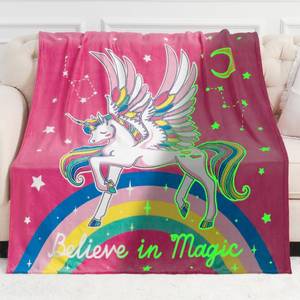 lot 8505 image: Jekeno Unicorn Toys Gifts for Girls Glow in the Dark Blanket 50x 60 - Retail $22