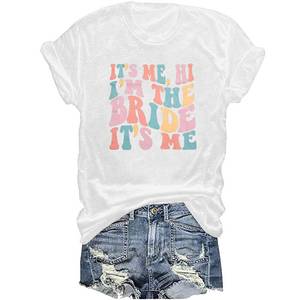 lot 8506 image: Bride Shirt Its Me Hi Im The Bride Engaged Shirt Bachelorette Gifts Casual Short Sleeve Tops White 2XL