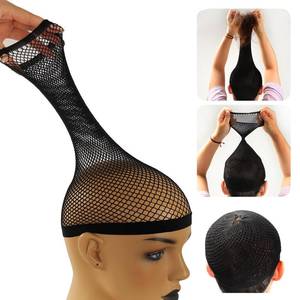 lot 8507 image: BEEOS 3 Pieces Extra Large Net Wig Cap for Long Thick Hair with Open-end, Black Mesh Wig Cap for Women Sleeping