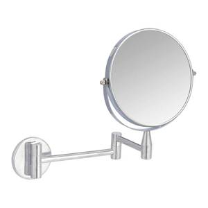 lot 8508 image: Amazon Basics Wall Mount Round Vanity Mirror with 360° Rotation, Double Sided, 1X5X Magnification, Adjustable, 12.8L x 10W, Chrome - Retail $25