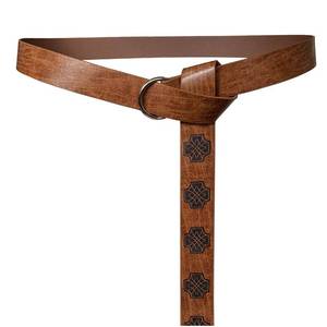 lot 8510 image: HiiFeuer Medieval Embossed PU Leather O Ring Belt, Retro Renaissance Knight Belt (Brown A)