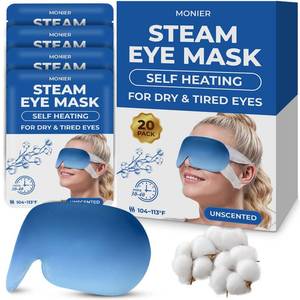 lot 8513 image: Steam Eye Mask for Dry Eyes  Self Heating Warm Compress for Eyes  Disposable Heated Eye Mask for Sleep, Spa, Travel Essentials & Relaxation Gifts for Women & Men (Unscented, 20 Pack)