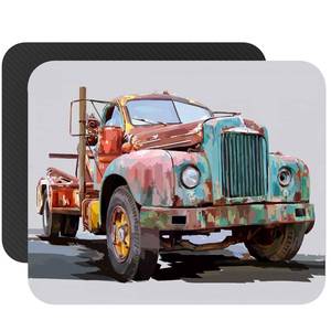 lot 8517 image: Vintage Truck Mouse Pad - Retro Classic Mouse Mat Design - Non-Slip Rubber Base 9.5 x 7.9 x 0.12 Inches Mousepad for Home and Office