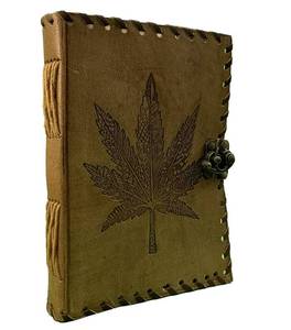lot 8519 image: Leather Journal, Leather Journal for Men, Leather Journal for Women, Leather Sketchbook, Leather Notebook, Leather Blank Book (5 x 7 Five Leaf Emboss Journal)