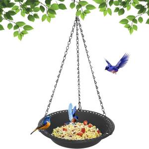 lot 8520 image: Hanging Bird Feeder, Hanging Bird Feeder Tray for Attracting Birds, Birdfeeder Hanging for Garden Yard Outside, 12 inch Black