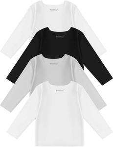 lot 8527 image: Unisex Baby Solid Lyocell T-Shirts,Toddler Boys Girls ShortLong Sleeve Tee,New Generation Tops,4 Pack (US, Age, 6 Months, Long Sleeve, LC2)