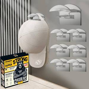 lot 8533 image: PHIXBEAR Clear Hat Rack, Hat Hooks - Wall Baseball Cap Organizer, No-Drilling & No-Residue, for WallDoorCloset (12 PCS)