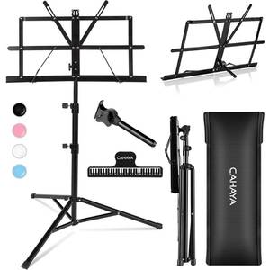 lot 8534 image: CAHAYA Sheet Music Stand Portable Folding Dual Use Desktop Book Holder - Retail $29