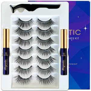 lot 8548 image: DUOERLA Magnetic Eyelashes with Eyeliner Kit -7 Pairs Wispy Cat-Eye Magnetic Lashes Natural Looking - Upgraded Long Lasting,Reusable,Cruelty Free&Vegan,Easy 3D Fake Eyelashes with Applicator.