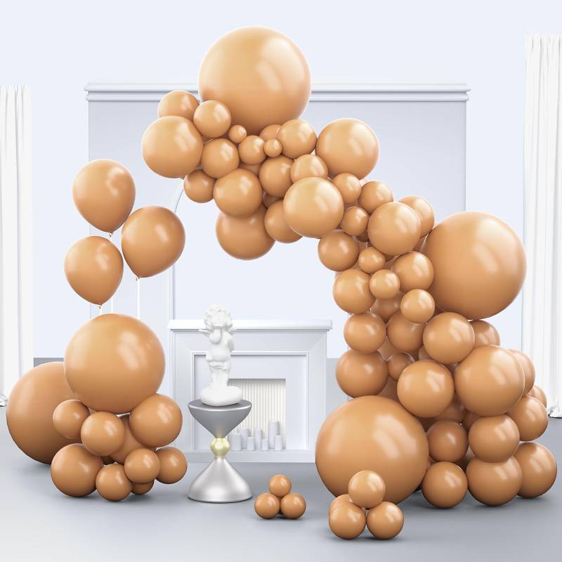 lot 60122 image: Zingnify Brown Balloons, 150 pcs Different Sizes Pack of 18 Inch 12 Inch 10 Inch 5 Inch Boho Neutral Coffee Dark Brown Balloons for Balloon Garland Balloon Arch as Birthday Party Wedding Decorations