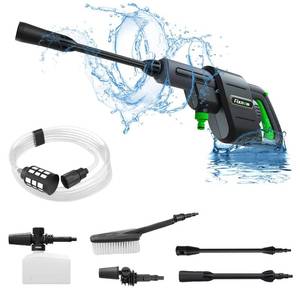 Fixnow Cordless Pressure Washer, 600PSI Portable Power Washer Cleaner with 24V Rechargeable Battery 6-in-1 Nozzles, Handheld Car Washer Gun for Home/Floor Cleaning & Watering, Charger Included Black - Retail: $200