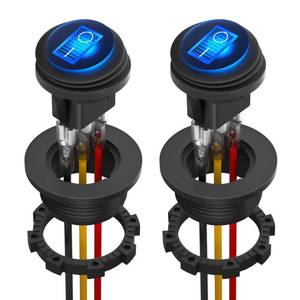 lot 8706 image: DaierTek UL Listed Waterproof Round Rocker Switch with Shell 12V Blue LED Rocker Toggle Switch Lighted ON Off SPST 3 Pin Rocker Switch 12 Volt for Marine Automotive RV Truck -2PCS
