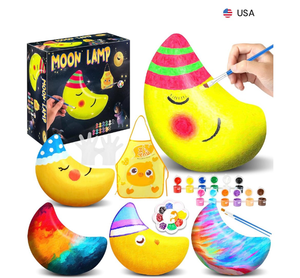 lot 8710 image: Paint Your Own Moon Lamp Crafts Kit, Gifts DIY 3D Moon Night Light, Art Supplies Arts and Crafts for Kids Ages 8-12, Creative Kids School Painting Kit Art Project, Fun Art Toys Birthday Gifts