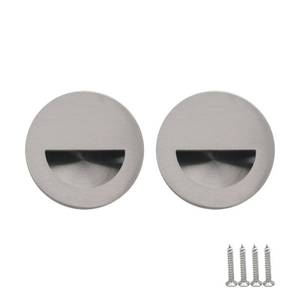 lot 8711 image: WELWIK 2PCS Pocket Door Pulls Stainless Steel Finger Pulls Recessed Round Handle with Mounting Screws Silver Diameter 1.6 Inch for Cabinet Drawer Closet Pulls
